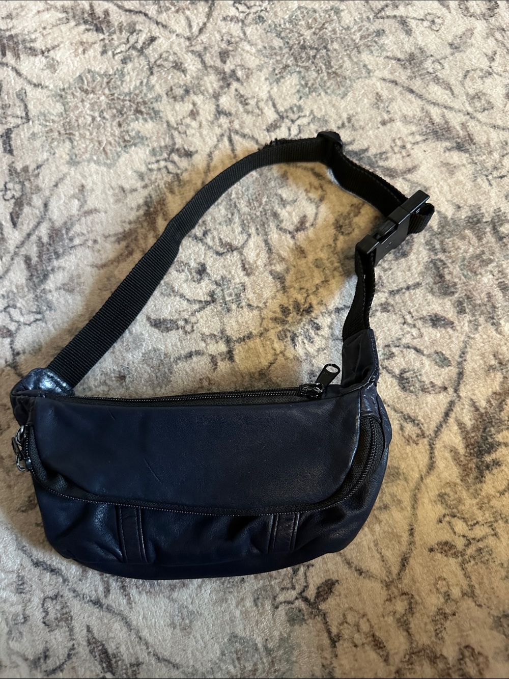 Men's Black Leather Crossbody / Waist Bag